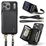 JEEHOOD C22 シリーズ ジッパー付き財布レザー電話ケース、デュアルストラップ付き、iPhone 17 Pro Max 用、iPhone 17 Pro 用、iPhone Air 用、iPhone 16 Pro Max 用、iPhone 16 Pro 用、iPhone 16 Plus 用、iPhone 16 用、iPhone 15 Pro Max 用