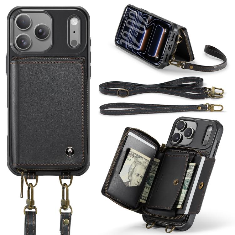 JEEHOOD C22 シリーズ ジッパー付き財布レザー電話ケース、デュアルストラップ付き、iPhone 17 Pro Max 用、iPhone 17 Pro 用、iPhone Air 用、iPhone 16 Pro Max 用、iPhone 16 Pro 用、iPhone 16 Plus 用、iPhone 16 用、iPhone 15 Pro Max 用