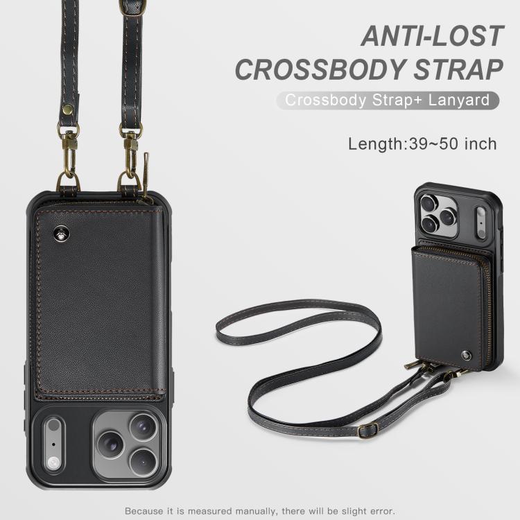 JEEHOOD C22 シリーズ ジッパー付き財布レザー電話ケース、デュアルストラップ付き、iPhone 17 Pro Max 用、iPhone 17 Pro 用、iPhone Air 用、iPhone 16 Pro Max 用、iPhone 16 Pro 用、iPhone 16 Plus 用、iPhone 16 用、iPhone 15 Pro Max 用