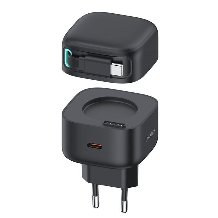 USAMS US-CC202 SMFシリーズ PD35W デュアル Type-C ポート GaN 急速充電器、EUプラグ