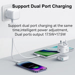 USAMS US-CC204 SMFシリーズ PD35W デュアル Type-C ポート GaN 急速充電器、UKプラグ
