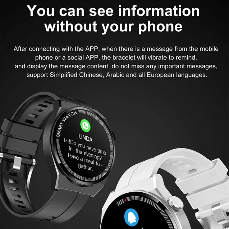 GT3 スマートブレスレット, 1.5インチ スマートウォッチ, Bluetooth通話 / 心拍数 / 血圧 / 血中酸素