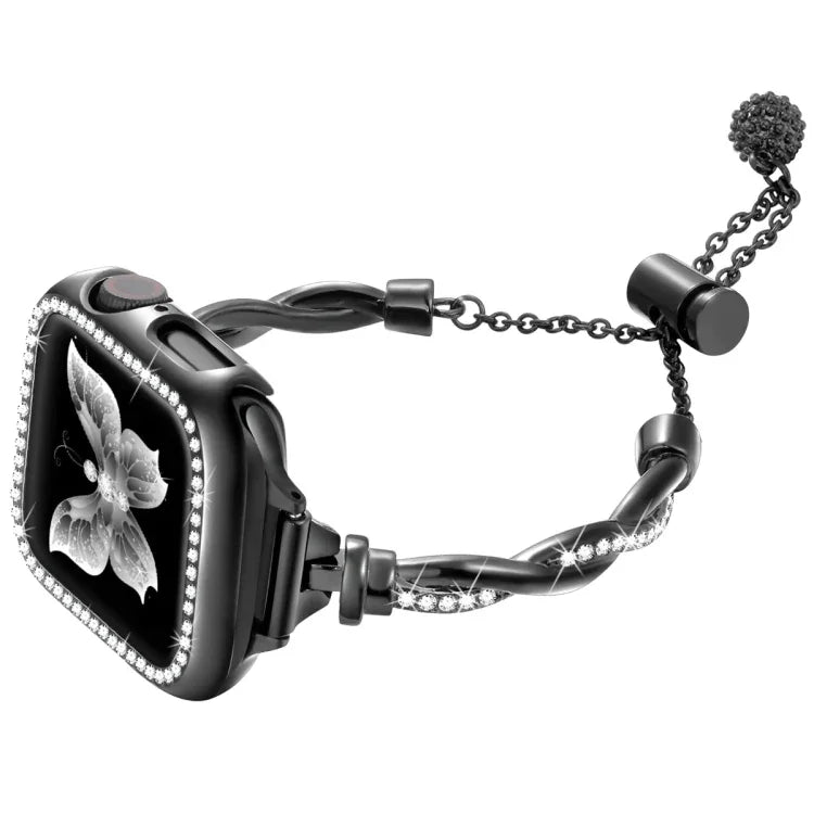 ツイストブレスレットダイヤモンドメタルウォッチバンド、Apple Watch Series 4 44mm用、Apple Watch Series 4 40mm用、Apple Watch Series 3 38mm用、Apple Watch Series 3 42mm用、Apple Watch Series 2 42mm用、Apple Watch Series 2 38mm用、Apple Watch 42mm用