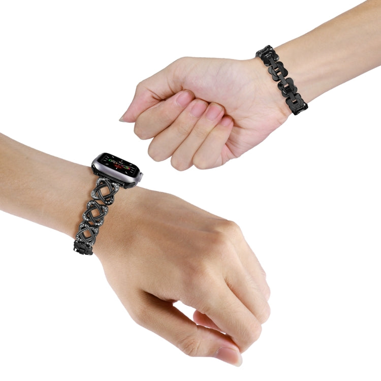 ハーツクロスダイヤモンドメタルウォッチバンド、Apple Watch SE 2023 44mm用、Apple Watch SE 2023 40mm用、Apple Watch Ultra 2 49mm用、Apple Watch Series 9 45mm用、Apple Watch Series 9 41mm用、Apple Watch Ultra 49mm用、Apple Watch Series 8 41mm用