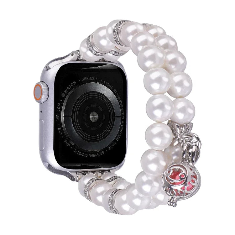 ビーズ二列パールブレスレットウォッチバンド、Apple Watch Series 5 44mm用、Apple Watch Series 5 40mm用、Apple Watch Series 4 44mm用、Apple Watch Series 4 40mm用、Apple Watch Series 3 38mm用、Apple Watch Series 3 42mm用                         ...