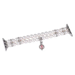 Beaded Dual Row Pearl Bracelet Watch Band, For Apple Watch Series 5 44mm, For Apple Watch Series 5 40mm, For Apple Watch Series 4 44mm, For Apple Watch Series 4 40mm, For Apple Watch Series 3 38mm, For Apple Watch Series 3 42mm                         ...