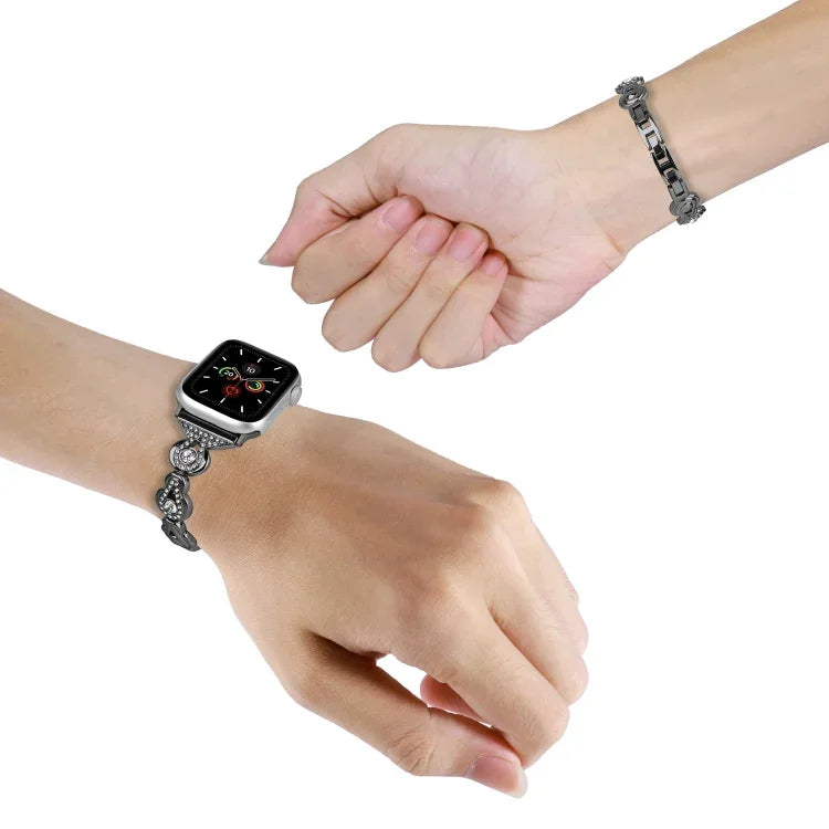 ヒョウタンダイヤモンドメタルウォッチバンド、Apple Watch Series 4 44mm用、Apple Watch Series 4 40mm用、Apple Watch Series 3 38mm用、Apple Watch Series 3 42mm用、Apple Watch Series 2 42mm用、Apple Watch Series 2 38mm用、Apple Watch 42mm用