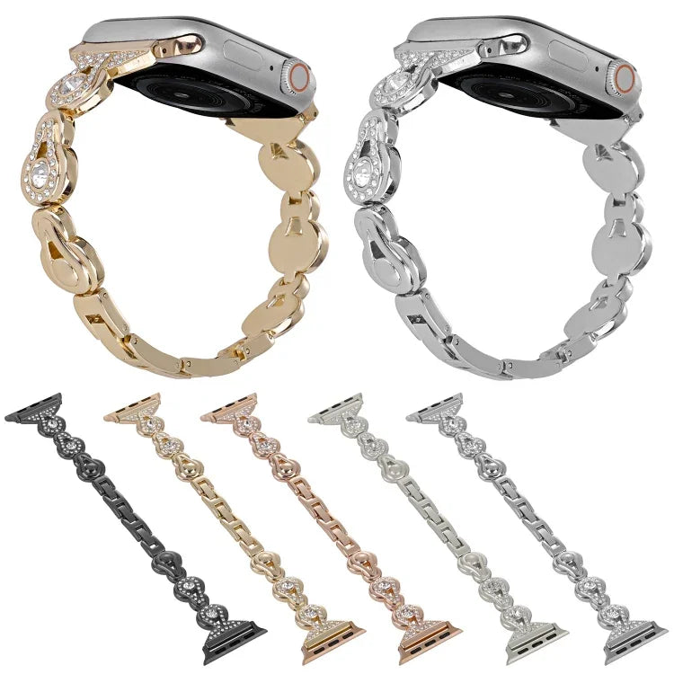 ヒョウタンダイヤモンドメタルウォッチバンド、Apple Watch Series 4 44mm用、Apple Watch Series 4 40mm用、Apple Watch Series 3 38mm用、Apple Watch Series 3 42mm用、Apple Watch Series 2 42mm用、Apple Watch Series 2 38mm用、Apple Watch 42mm用