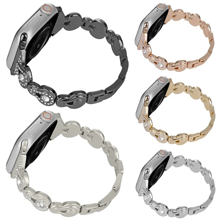 ヒョウタンダイヤモンドメタルウォッチバンド、Apple Watch Series 4 44mm用、Apple Watch Series 4 40mm用、Apple Watch Series 3 38mm用、Apple Watch Series 3 42mm用、Apple Watch Series 2 42mm用、Apple Watch Series 2 38mm用、Apple Watch 42mm用