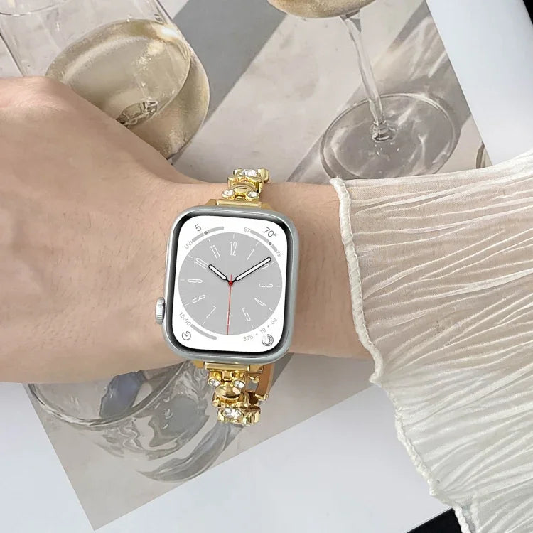 メタルダイヤモンドベアチェーンウォッチバンド、Apple Watch Series 4 44mm用、Apple Watch Series 4 40mm用、Apple Watch Series 3 38mm用、Apple Watch Series 3 42mm用、Apple Watch Series 2 42mm用、Apple Watch Series 2 38mm用、Apple Watch 42mm用