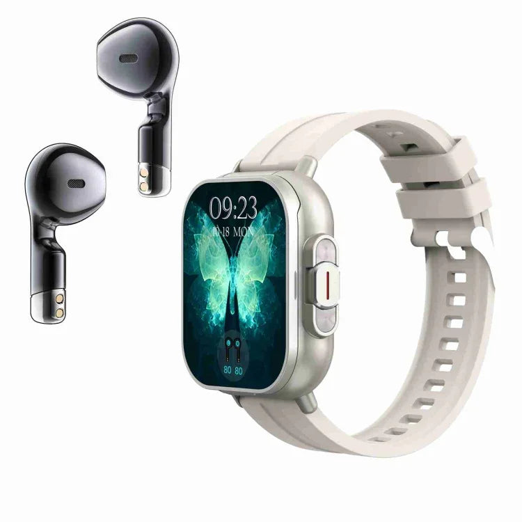 D8 2.01インチ 2-in-1 Bluetoothイヤホン シリコンバンド スマートウォッチ、健康モニタリング / NFC対応、シリコンバンド（ブラック）、シリコンバンド（ベージュ）
