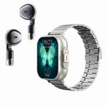 D8 2.01インチ 2-in-1 Bluetoothイヤホン スチールバンド スマートウォッチ、健康モニタリング / NFC対応、スチールバンド（ブラック）、スチールバンド（シルバー）