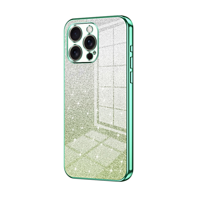 グラデーショングリッターパウダー電気めっきスマホケース、iPhone 17e / 16e用、iPhone 17 Pro Max用、iPhone 17 Pro用、iPhone 17用、iPhone Air用、iPhone 16 Pro Max用