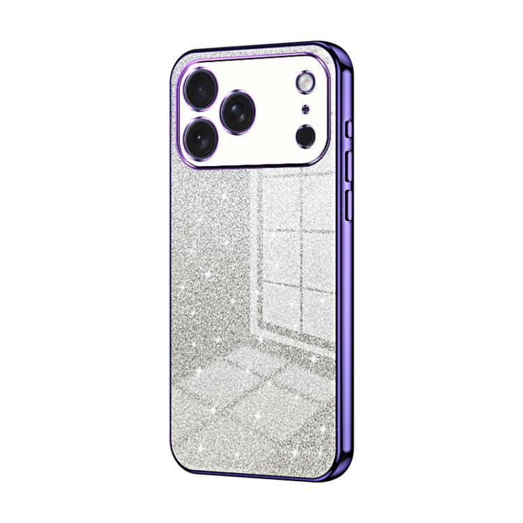 グラデーショングリッターパウダー電気めっきスマホケース、iPhone 17e / 16e用、iPhone 17 Pro Max用、iPhone 17 Pro用、iPhone 17用、iPhone Air用、iPhone 16 Pro Max用