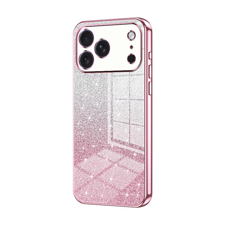 グラデーショングリッターパウダー電気めっきスマホケース、iPhone 17e / 16e用、iPhone 17 Pro Max用、iPhone 17 Pro用、iPhone 17用、iPhone Air用、iPhone 16 Pro Max用