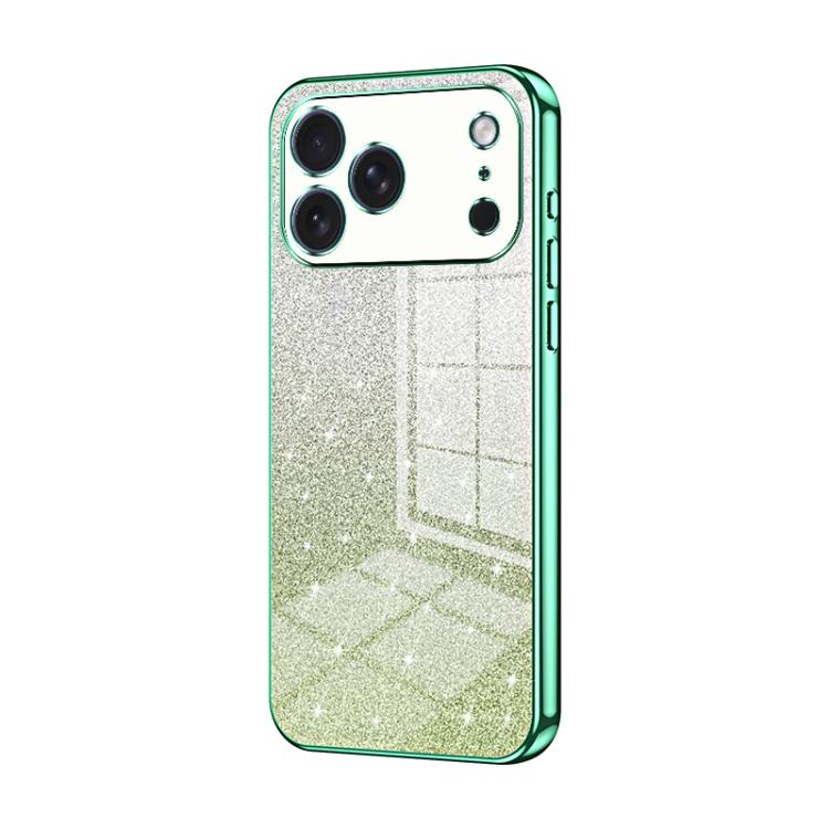 グラデーショングリッターパウダー電気めっきスマホケース、iPhone 17e / 16e用、iPhone 17 Pro Max用、iPhone 17 Pro用、iPhone 17用、iPhone Air用、iPhone 16 Pro Max用