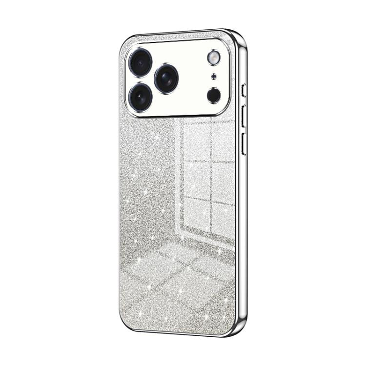 グラデーショングリッターパウダー電気めっきスマホケース、iPhone 17e / 16e用、iPhone 17 Pro Max用、iPhone 17 Pro用、iPhone 17用、iPhone Air用、iPhone 16 Pro Max用