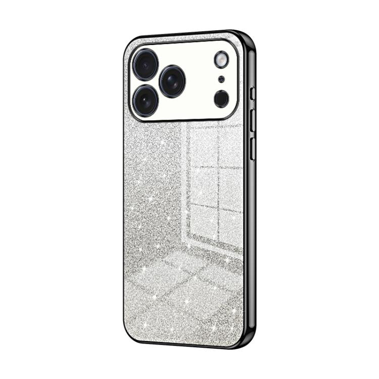 グラデーショングリッターパウダー電気めっきスマホケース、iPhone 17e / 16e用、iPhone 17 Pro Max用、iPhone 17 Pro用、iPhone 17用、iPhone Air用、iPhone 16 Pro Max用