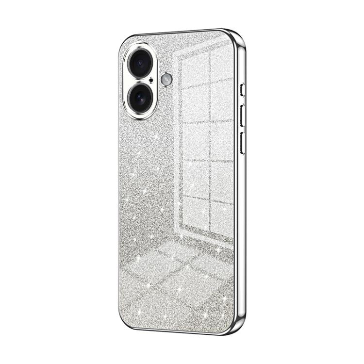 グラデーショングリッターパウダー電気めっきスマホケース、iPhone 17e / 16e用、iPhone 17 Pro Max用、iPhone 17 Pro用、iPhone 17用、iPhone Air用、iPhone 16 Pro Max用