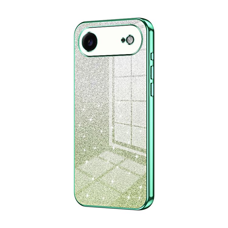 グラデーショングリッターパウダー電気めっきスマホケース、iPhone 17e / 16e用、iPhone 17 Pro Max用、iPhone 17 Pro用、iPhone 17用、iPhone Air用、iPhone 16 Pro Max用