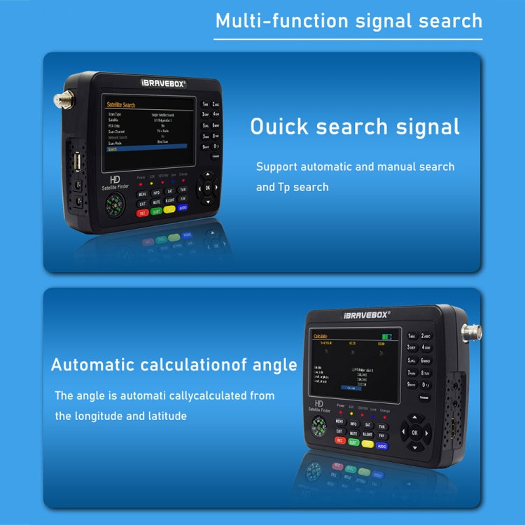 iBRAVEBOX V10 Finder Max+ 4.3インチディスプレイ デジタル衛星メーター信号ファインダー DVB-S/S2/S2X AHD対応, EUプラグ, USプラグ, UKプラグ, AUプラグ