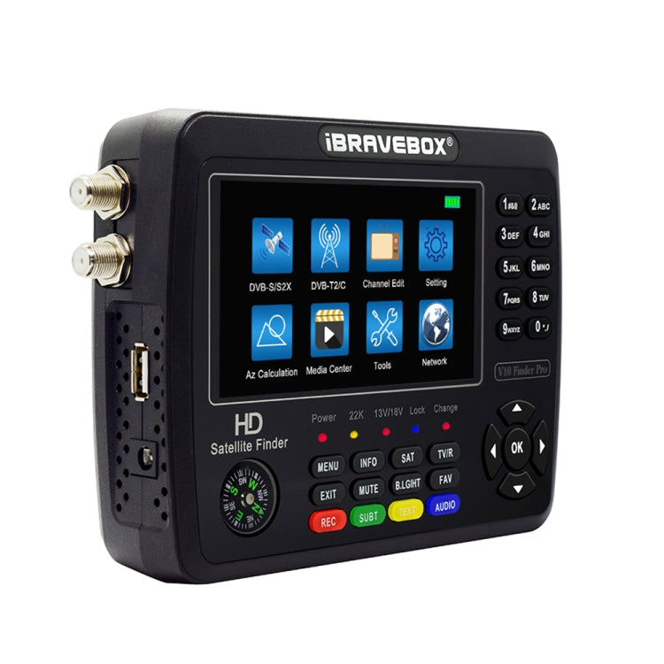 iBRAVEBOX V10 Finder Pro 4.3インチディスプレイ デジタル衛星メーター信号ファインダー DVB-S/S2/S2X/T/T2/C対応, EUプラグ, USプラグ, UKプラグ, AUプラグ