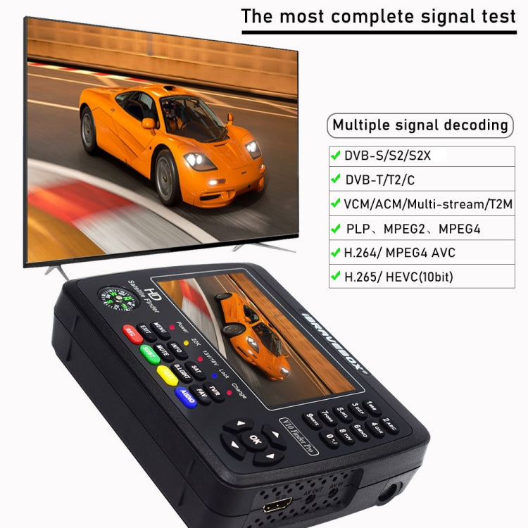 iBRAVEBOX V10 Finder Pro 4.3インチディスプレイ デジタル衛星メーター信号ファインダー DVB-S/S2/S2X/T/T2/C対応, EUプラグ, USプラグ, UKプラグ, AUプラグ