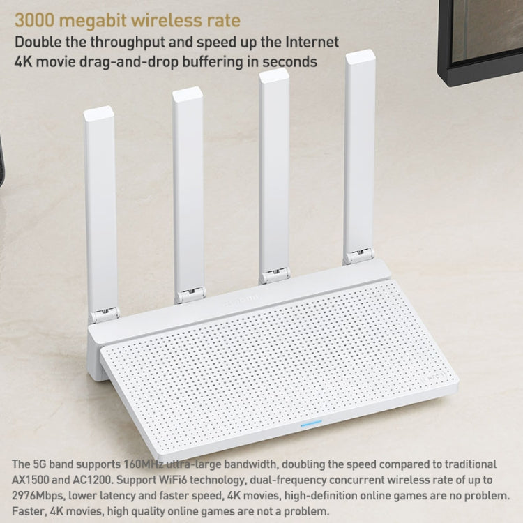 オリジナルXiaomi AX3000T 2.4GHz/5GHz デュアルバンド 1.3GHz CPUルーター NFC接続対応、USプラグ、AX3000T