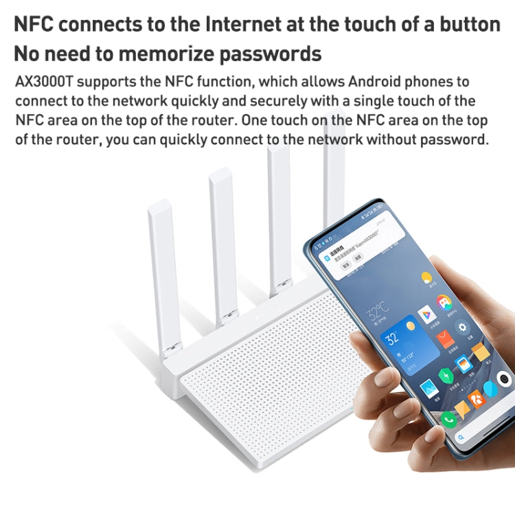 オリジナルXiaomi AX3000T 2.4GHz/5GHz デュアルバンド 1.3GHz CPUルーター NFC接続対応、USプラグ、AX3000T