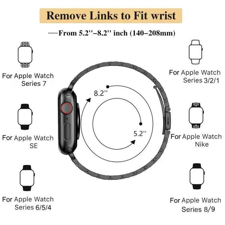 スリムセブンビーズスリングショットバックル金属製時計バンド、Apple Watch SE 40mm用、Apple Watch SE 44mm用、Apple Watch Series 6 40mm用、Apple Watch Series 6 44mm用、Apple Watch Series 5 44mm用、Apple Watch Series 5 40mm用、Apple Watch Series 4 44...