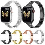 スリムセブンビーズスリングショットバックル金属製時計バンド、Apple Watch SE 2023 44mm用、Apple Watch SE 2023 40mm用、Apple Watch Ultra 2 49mm用、Apple Watch Series 9 45mm用、Apple Watch Series 9 41mm用、Apple Watch Ultra 49mm用