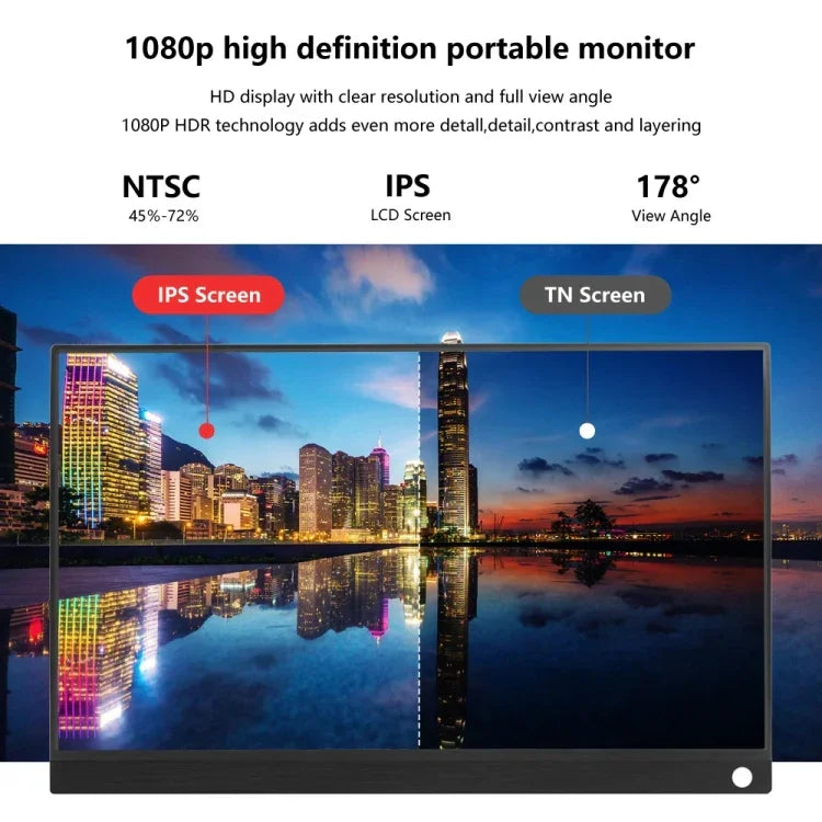 15.6インチ HDR 1080P IPSスクリーン ポータブルモニター、15.6インチ 1080P
