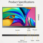 15.6インチ HDR 1080P IPSスクリーン ポータブルモニター、15.6インチ 1080P