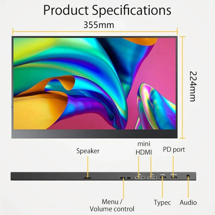 15.6インチ HDR 1080P IPSスクリーン ポータブルモニター、15.6インチ 1080P