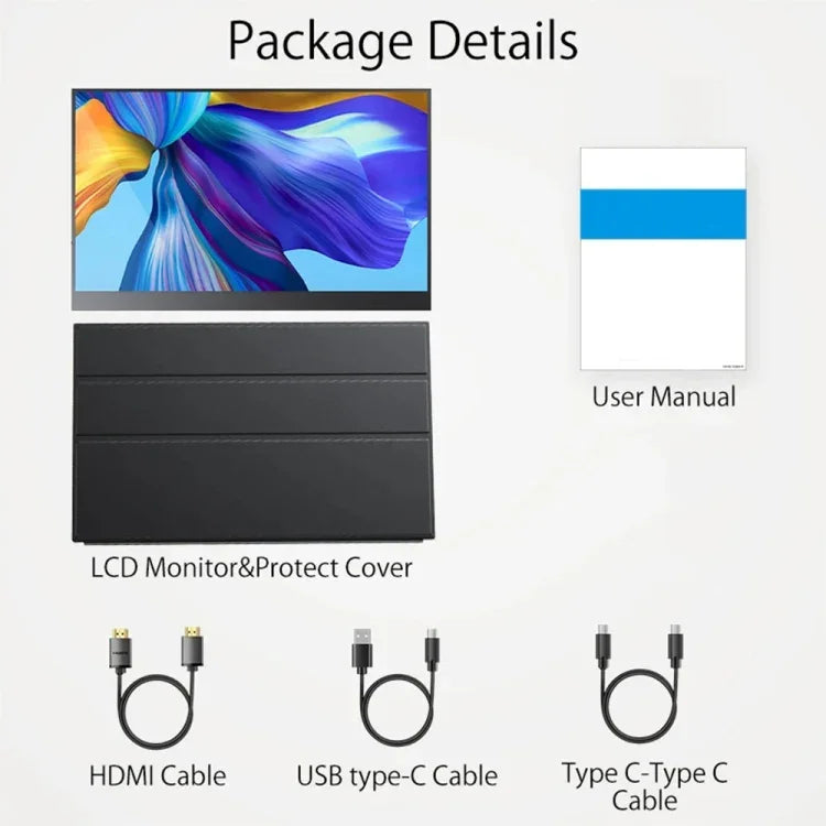 15.6インチ HDR 1080P IPSスクリーン ポータブルモニター、15.6インチ 1080P