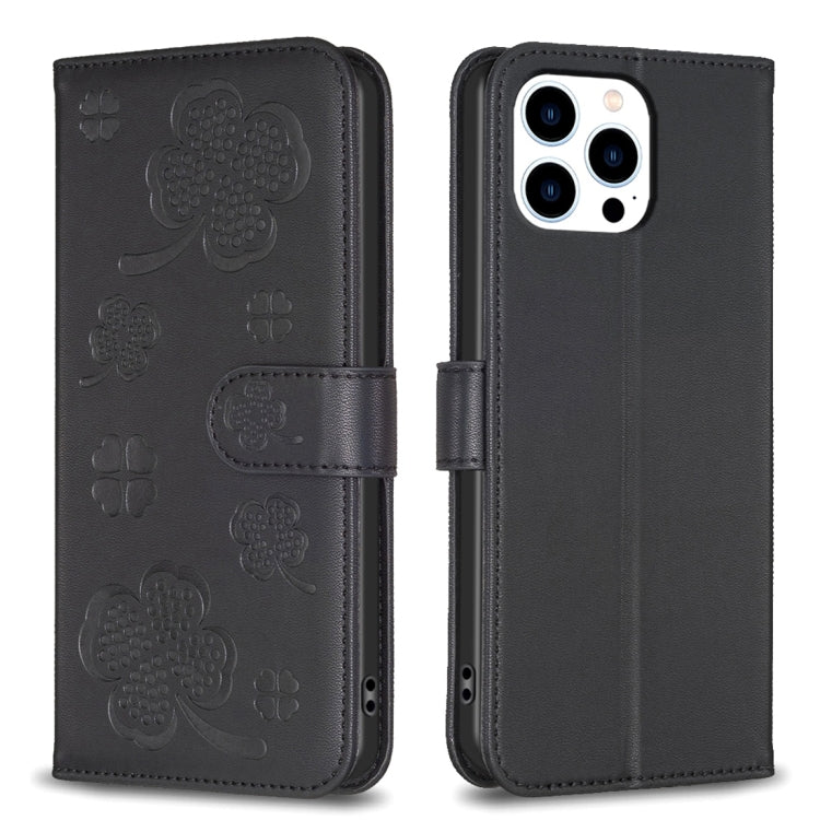 四つ葉の型押しレザー電話ケース、iPhone 7 / 8 / SE 2022用、iPhone 13 Pro Max用、iPhone 13 Pro用、iPhone 13用、iPhone 12 / 12 Pro用、iPhone 12 Pro Max用、iPhone 11 Pro Max用、iPhone 11用
