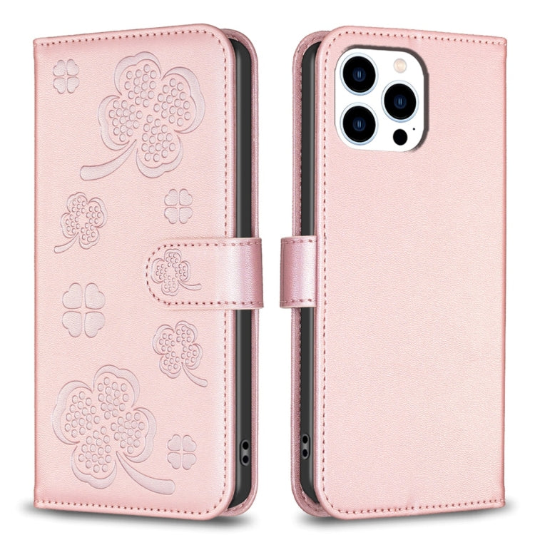 四つ葉の型押しレザー電話ケース、iPhone 7 / 8 / SE 2022用、iPhone 13 Pro Max用、iPhone 13 Pro用、iPhone 13用、iPhone 12 / 12 Pro用、iPhone 12 Pro Max用、iPhone 11 Pro Max用、iPhone 11用