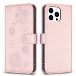 四つ葉の型押しレザー電話ケース、iPhone 7 / 8 / SE 2022用、iPhone 13 Pro Max用、iPhone 13 Pro用、iPhone 13用、iPhone 12 / 12 Pro用、iPhone 12 Pro Max用、iPhone 11 Pro Max用、iPhone 11用