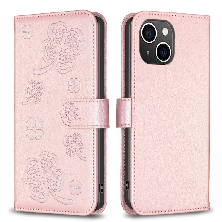 四つ葉の型押しレザー電話ケース、iPhone 7 / 8 / SE 2022用、iPhone 13 Pro Max用、iPhone 13 Pro用、iPhone 13用、iPhone 12 / 12 Pro用、iPhone 12 Pro Max用、iPhone 11 Pro Max用、iPhone 11用