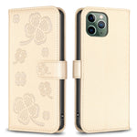 四つ葉の型押しレザー電話ケース、iPhone 11 Pro用、iPhone X / XS用、iPhone XR用、iPhone XS Max用、iPhone 7 Plus / 8 Plus用