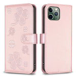 四つ葉の型押しレザー電話ケース、iPhone 11 Pro用、iPhone X / XS用、iPhone XR用、iPhone XS Max用、iPhone 7 Plus / 8 Plus用