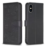 四つ葉の型押しレザー電話ケース、iPhone 11 Pro用、iPhone X / XS用、iPhone XR用、iPhone XS Max用、iPhone 7 Plus / 8 Plus用
