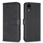 四つ葉の型押しレザー電話ケース、iPhone 11 Pro用、iPhone X / XS用、iPhone XR用、iPhone XS Max用、iPhone 7 Plus / 8 Plus用
