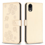 四つ葉の型押しレザー電話ケース、iPhone 11 Pro用、iPhone X / XS用、iPhone XR用、iPhone XS Max用、iPhone 7 Plus / 8 Plus用