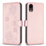 四つ葉の型押しレザー電話ケース、iPhone 11 Pro用、iPhone X / XS用、iPhone XR用、iPhone XS Max用、iPhone 7 Plus / 8 Plus用