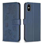 四つ葉の型押しレザー電話ケース、iPhone 11 Pro用、iPhone X / XS用、iPhone XR用、iPhone XS Max用、iPhone 7 Plus / 8 Plus用