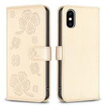 四つ葉の型押しレザー電話ケース、iPhone 11 Pro用、iPhone X / XS用、iPhone XR用、iPhone XS Max用、iPhone 7 Plus / 8 Plus用