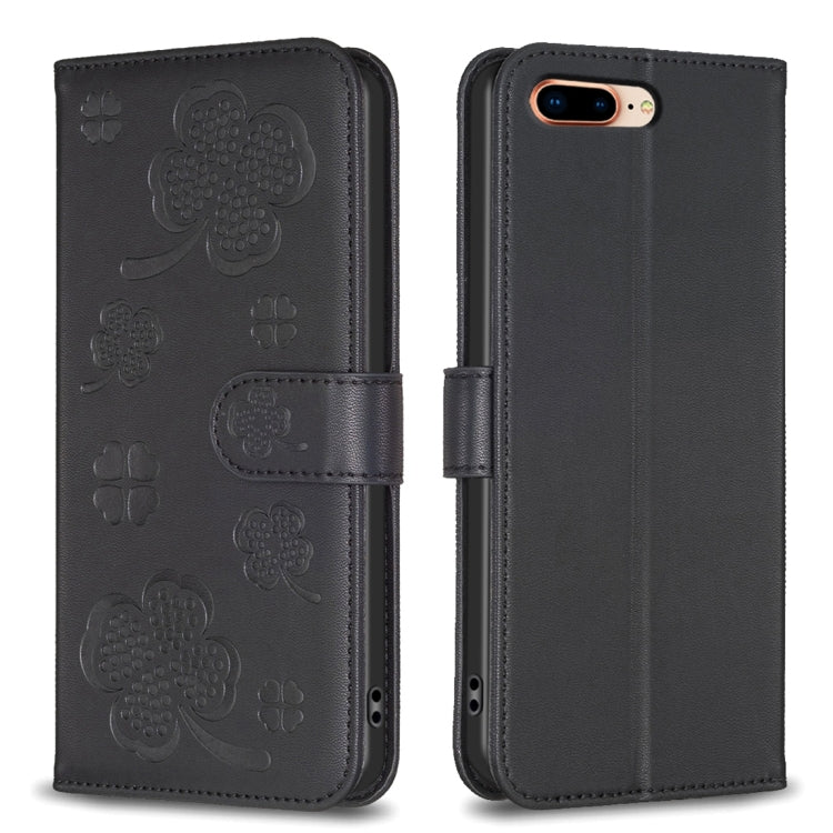 四つ葉の型押しレザー電話ケース、iPhone 11 Pro用、iPhone X / XS用、iPhone XR用、iPhone XS Max用、iPhone 7 Plus / 8 Plus用
