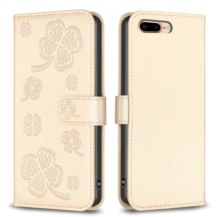 四つ葉の型押しレザー電話ケース、iPhone 11 Pro用、iPhone X / XS用、iPhone XR用、iPhone XS Max用、iPhone 7 Plus / 8 Plus用
