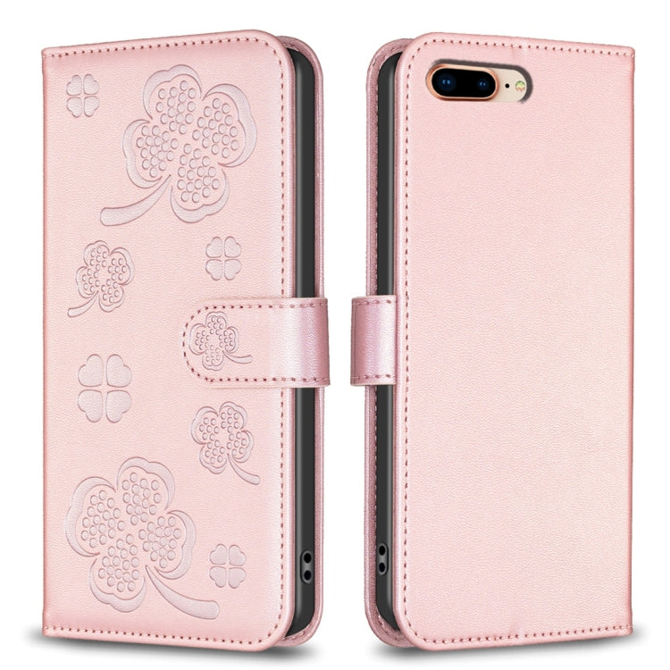 四つ葉の型押しレザー電話ケース、iPhone 11 Pro用、iPhone X / XS用、iPhone XR用、iPhone XS Max用、iPhone 7 Plus / 8 Plus用